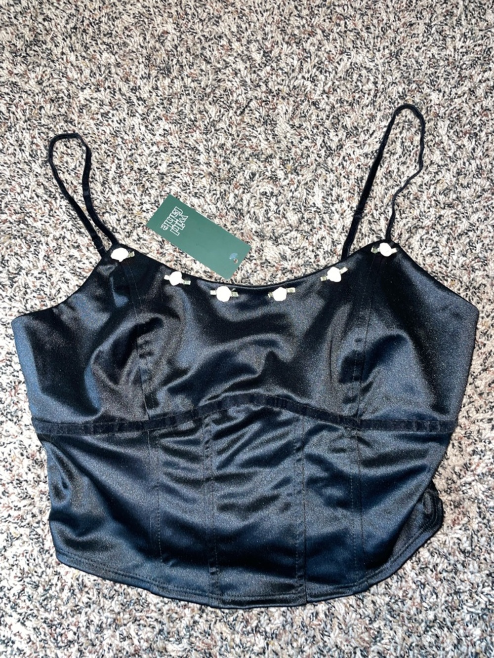 Wild Fable Corset Bustier Smocked Crop Top Floral Embroidered Size M | NWT